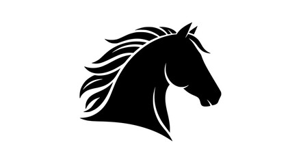 Vector art of a majestic black horse head, symbolizing strength, freedom, and grace, often associated with equestrian sports and representing wild beauty