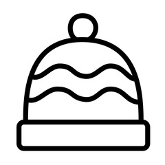 Warm beanie hat in clean line icon style. Perfect for Christmas visuals, winter clothing graphics, cozy seasonal themes, and festive holiday icons.