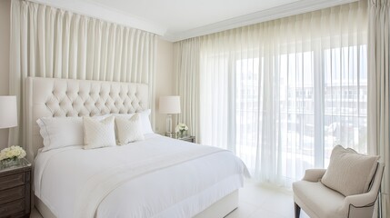 order. Minimalist bedroom featuring neutral tones, clean lines, and soft diffused natural ambient light. lifestyle magazines, social media lookbooks, designed for influencer and brand collaborations.