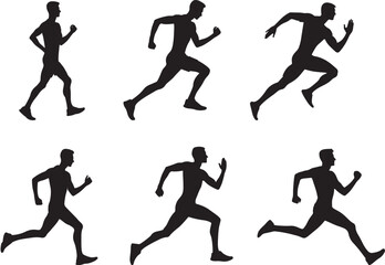 Man running silhouette. Silhouette of Running Man and Athlete runner vector icon set illustration isolated on white background.