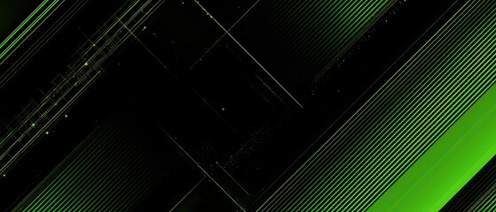 Graphic design template set against a vibrant, neon-lit black and lime  abstract background with a geometric pattern of diagonal line stripes and angular 3D shadows.	