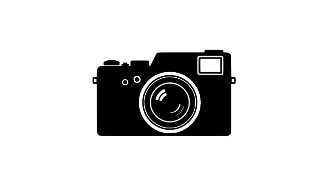 Vector art of a classic camera silhouette, , representing photography, capturing moments, and preserving memories with its iconic design and timeless appeal