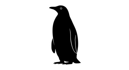 Vector art of silhouette of a penguin, showcasing its distinctive form, waddle, and association with cold climates and aquatic environments, standing tall