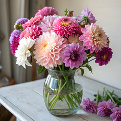 Obraz premium glass vase with beautiful flowers
