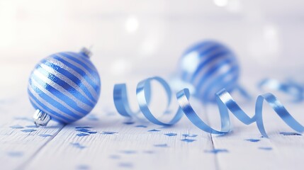 memorable. Celebration concept with blue decorative elements on a white wooden background. tutorial guides, club newsletters, designed for sports & leisure club marketing, used by product marketers.