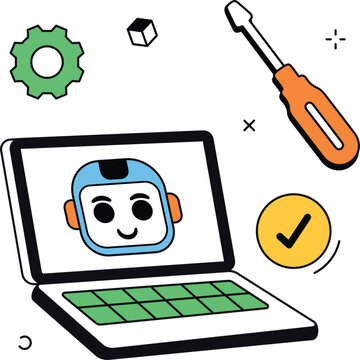 Ai Automation laptop tools illustration