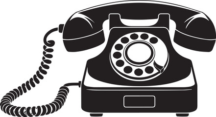 A rotary dial telephone silhouette vector illustration