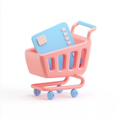 Ecommerce Shopping Cart With Credit Card 3D