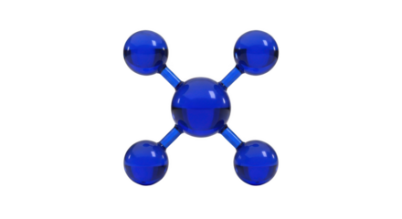 3d blue molecular model atom structure with spheres and rods on black