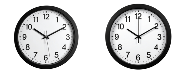 Minimal Black Wall Clock with White Dial Front View Isolated on Transparent Background PNG