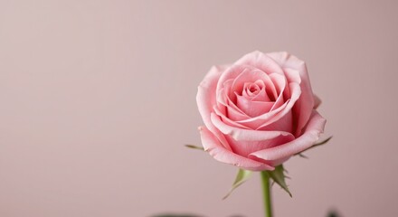 Delicate pink rose with soft petals against a pastel backdrop, perfect for romantic occasions, elegant designs, and heartfelt messages of love and appreciation