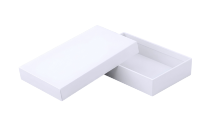 Open white cardboard gift box isolated on transparent background