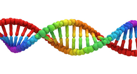 Vibrant rainbow dna helix structure representing genetics life science biotechnology