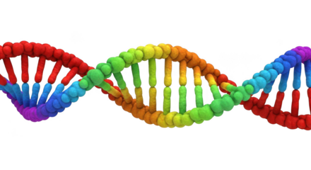 Vibrant rainbow dna helix structure representing genetics life science biotechnology