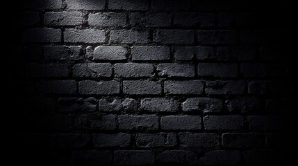 matte. Textured black brick wall in a panoramic wide view, featuring a matte surface with subtle variations. real-estate listings.