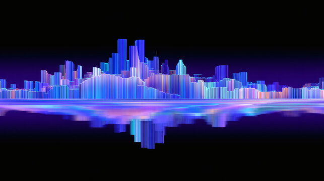 Abstract Neon Cityscape Reflection