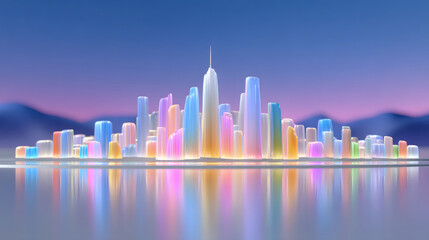 Colorful Futuristic Cityscape at Dawn