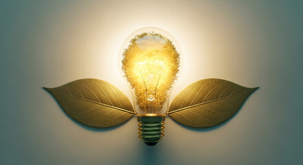 Green Energy Concepts. Wireless Light Bulb with Green Leaf as Sign of Light On. Carbon Neutral and Emission ,ESG for Clean Energy. Sustainable Resources, Renewable and Environmental Care