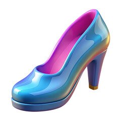 Glossy Plastic 3D High Heel Shoe &ndash; Shiny Cartoon Fashion Icon, Transparent PNG