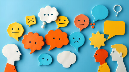 Concept image showing diverse thoughts and opinions.  Perfect for communication, feedback, and collaboration.