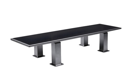 Modern dark wood dining table with metal legs isolated on transparent background