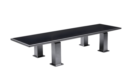 Modern dark wood dining table with metal legs isolated on transparent background