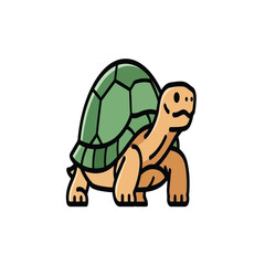 A cartoon illustration of a tortoise, showcasing its shell and body against a white background.