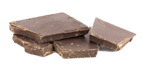 Chocolate pieces isolated on a white background