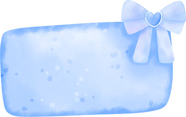 Cute Blue Tag with Ribbon Bow and Heart Decoration Illustration