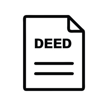 Simple icon of a deed document with bold 'deed' text and lined space