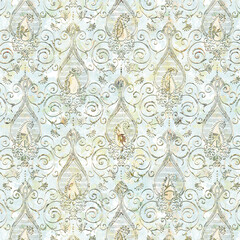 colorful damask seamless backgrounds for digital textile prints.