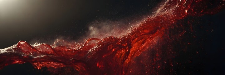 Dynamic Red Liquid Splash Movement in Dark Background for Abstract Art and Creative Design