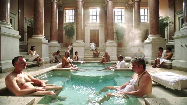 Historical Video Roman Bathhouse Visitors