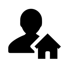 Real estate agent realtor silhouette icon person with house symbol for property services and home buying