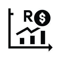 Return on investment growth chart icon showing financial success and profitability metrics