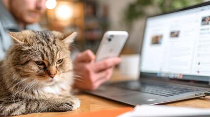 Work From Home Companion A Brown Cat's Day at the Office