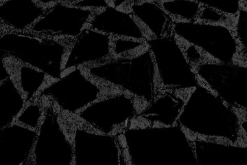 Dark Checkerboard Tile Wall Texture Background with Warped Black and Gray Mosaic Pattern

