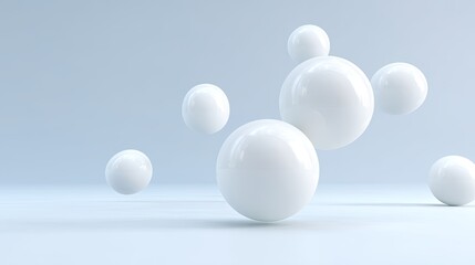 Abstract Concept of White Spheres in a Minimalist Environment with Soft Shadows for Modern Design