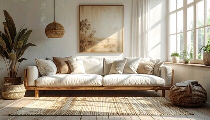 Cozy living room with natural light and neutral tones