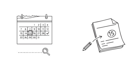 Calendar and Documents with Marked Date and Pencil, Illustrating Planning and Scheduling