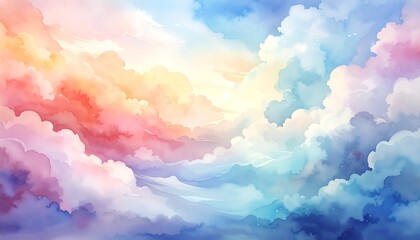 Dreamlike pastel cloudscape, soft light, vibrant hues