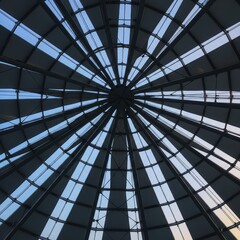 Naklejka premium intricate architectural design with geometric patterns and natural light filtering through glass structure - AI Generated Digital Art