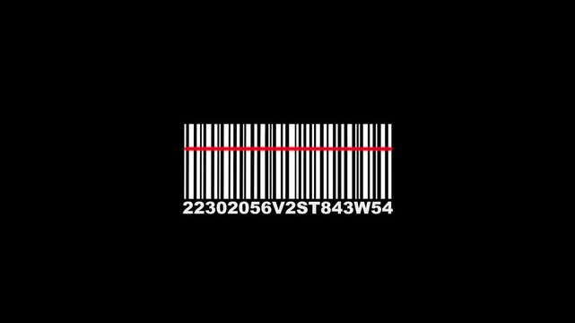Bar code code scanning animation. Bar code animation with laser beam. Laser beam barcode scanning motion graphics. Retail label barcode scanning video. barcode being scanning 4k video.