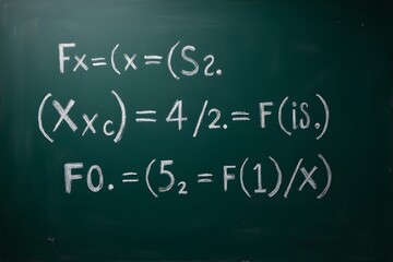 A chalkboard showing both erased and fresh equations.
