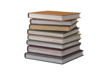 Stack of books transparent background symbol of study and knowledge