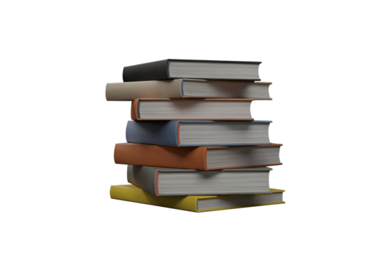 Organized pile of books isolated on transparent background representing academic study reading knowledge and educational design - Powered by Adobe
