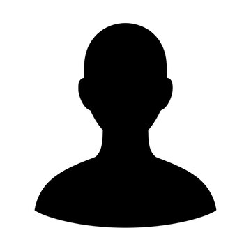 Vector art of silhouette of a persons head and shoulders, representing anonymity, privacy, or a placeholder for an unknown individual in a generic context