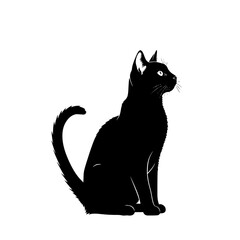 Obraz premium Vector art of a sleek black cat silhouette sitting gracefully, , embodies elegance, mystery, and independence in a simple, striking, and timeless design