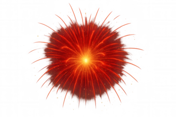 Red fireworks explosion on transparent background, celebrating new year, party, and festive events with bright light