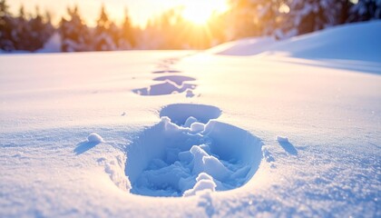 Obraz premium Footprints in Fresh Snow